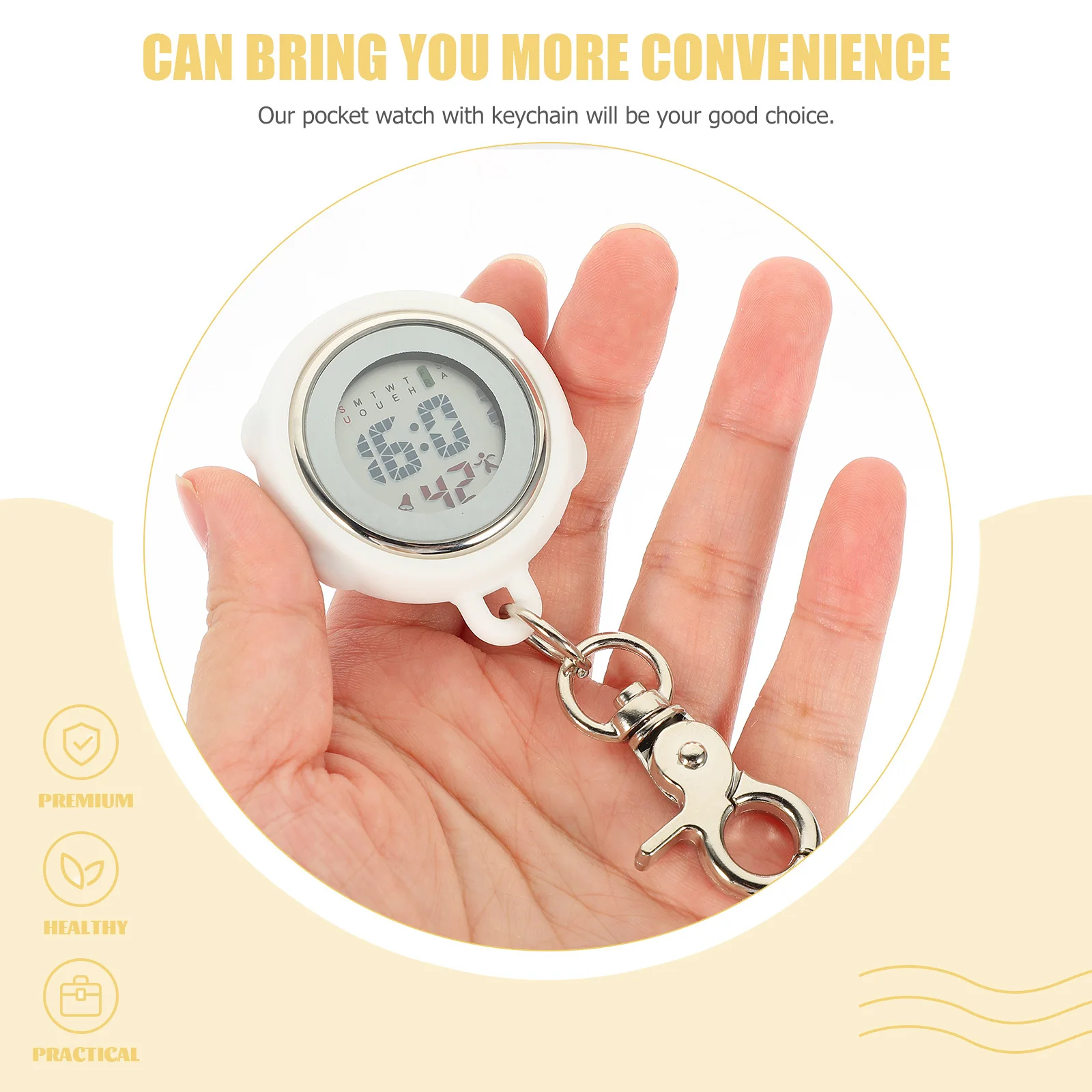 

Electronic Digital Timer Keychain Pocket Watch for Nurses Precise Movement Clip on Work Watch for Doctors Lightweight
