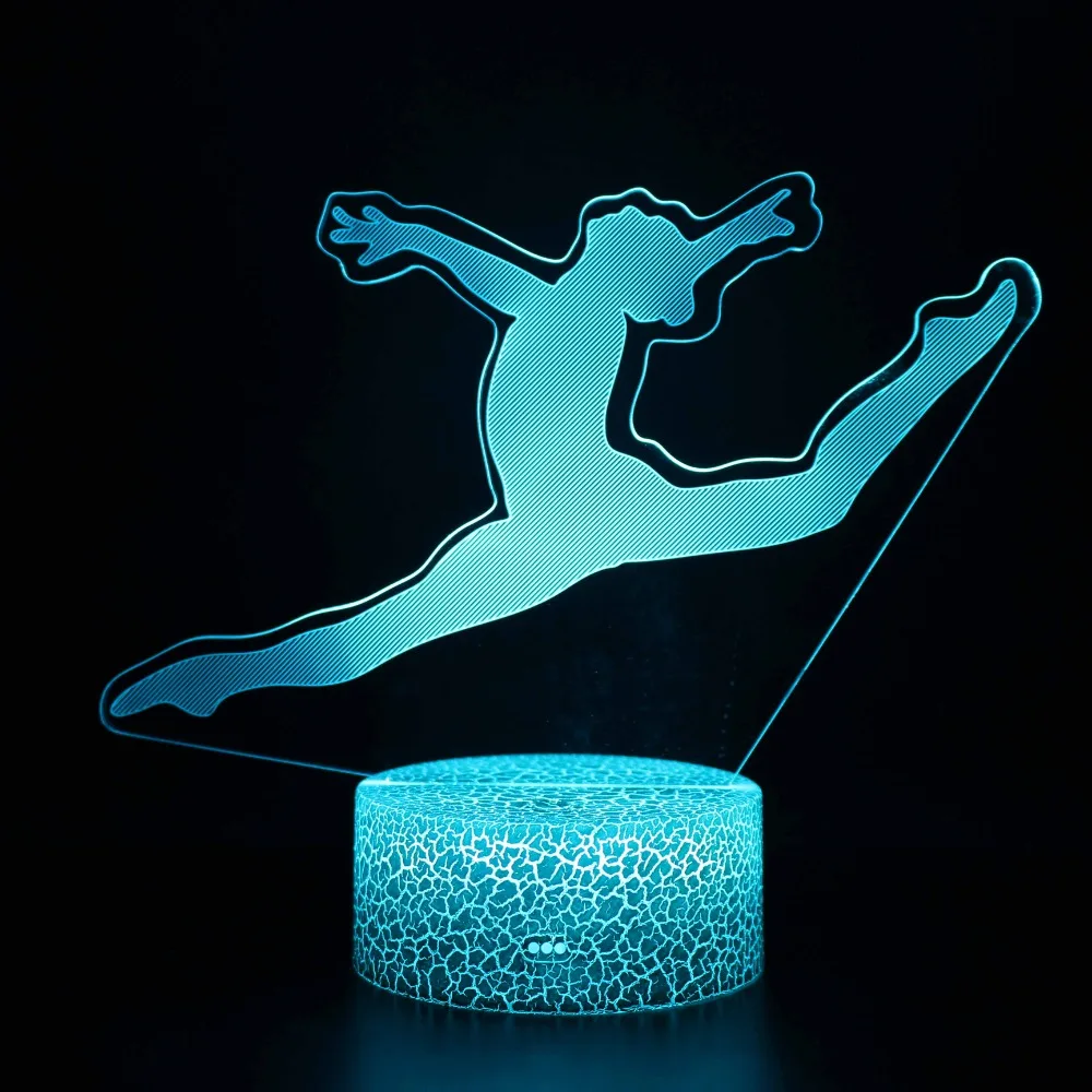 Nighdn 3D Gymnastics Optical Illusion Lamp Acrylic Led Night Light Bedroom Decoration Birthday Christmas Gift for Girls Kids