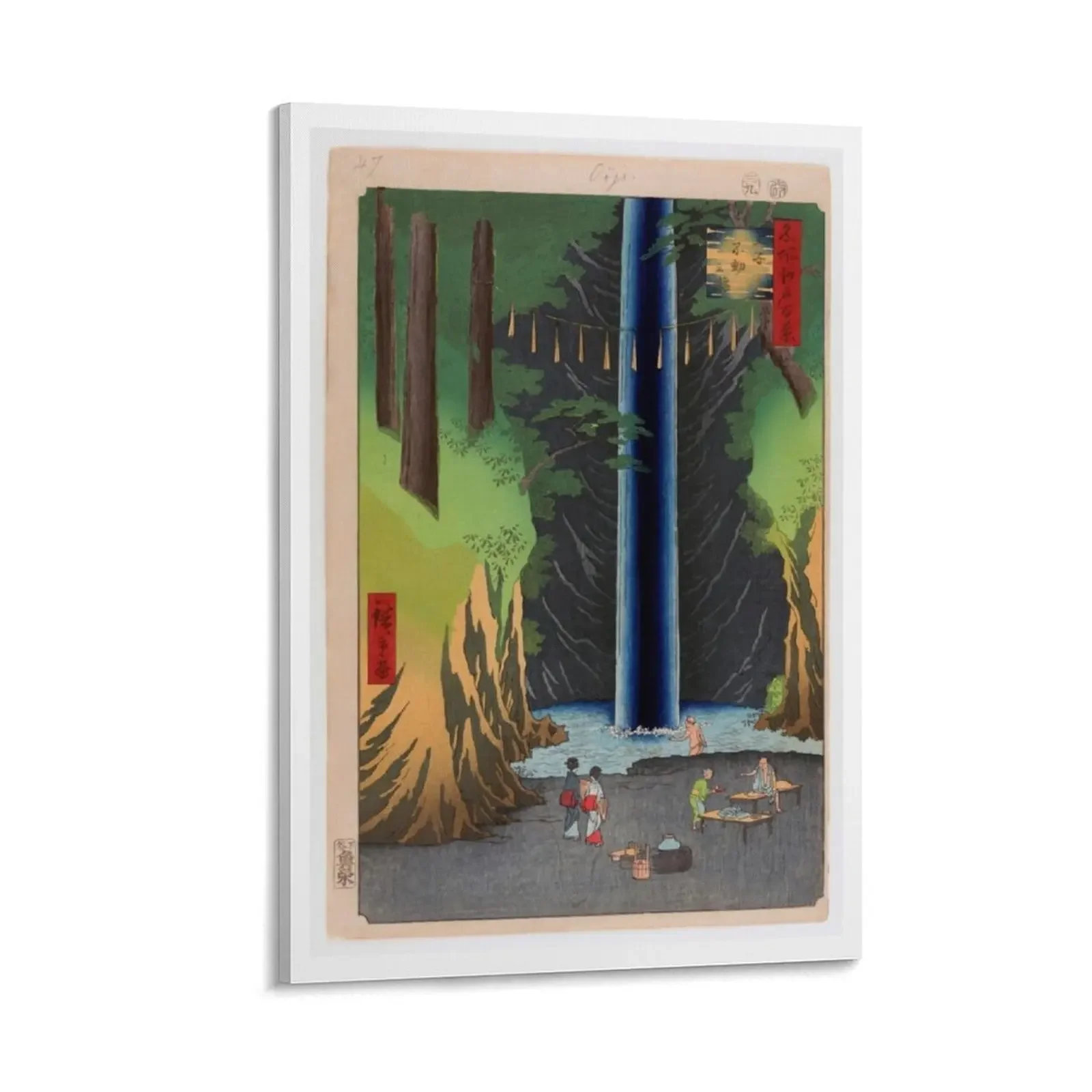 

Fudo Falls, Oji, No. 49 from One Hundred Famous Views of Edo Utagawa Hiroshige Japanese Ukiyo-e Woodblock prints Canvas Painting