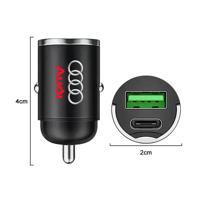 1Pcs Car Charger USB Type-C Fast Charging Adapter Car Accessories for Audi Sline A4 A3 A5 A6 A7 A8 Q3 Q5 Q7 Q8 B5 B6 B7 B8 B9 B8