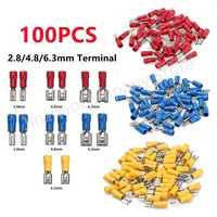 100/50/10Pcs 2.8mm 4.8mm 6.3mm Insulated Seal Spade Wire Connector Female Crimping Terminals Electrical Crimp Terminal Splices