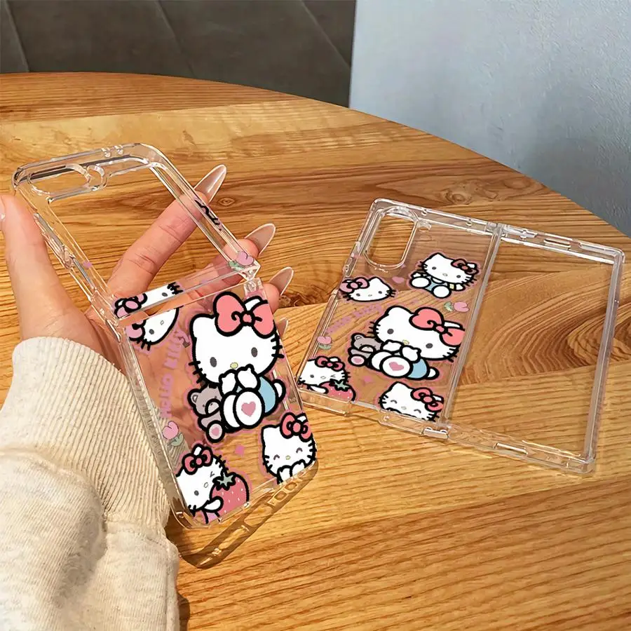 Transparent Soft Phone Cover Case for Samsung Galaxy Z Fold 8 Ultra ZFold8Ultra Z Fold 7 6 5 4 3 Z Flip 6 5 4 3 Sanrio Hello