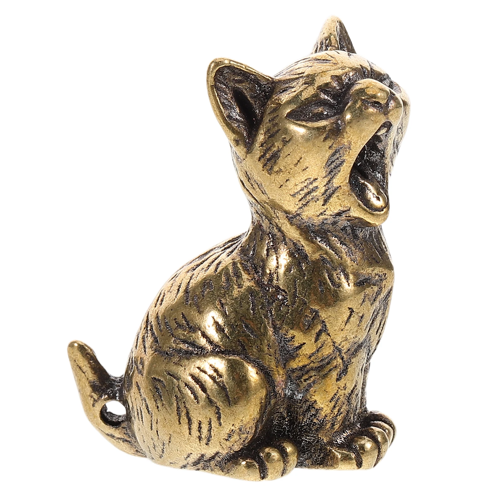 

Ornament Solid Brass Figure Kitten Retro Sculpture Desk Decor Collectibles Brass
