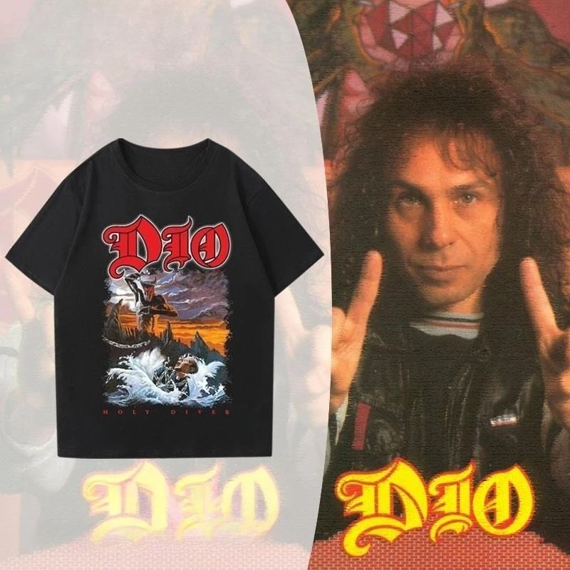 DIO Band Related Short-sleeved T-shirts for Both Men and Women, Featuring Summer Metal Rock and European Style Tops.