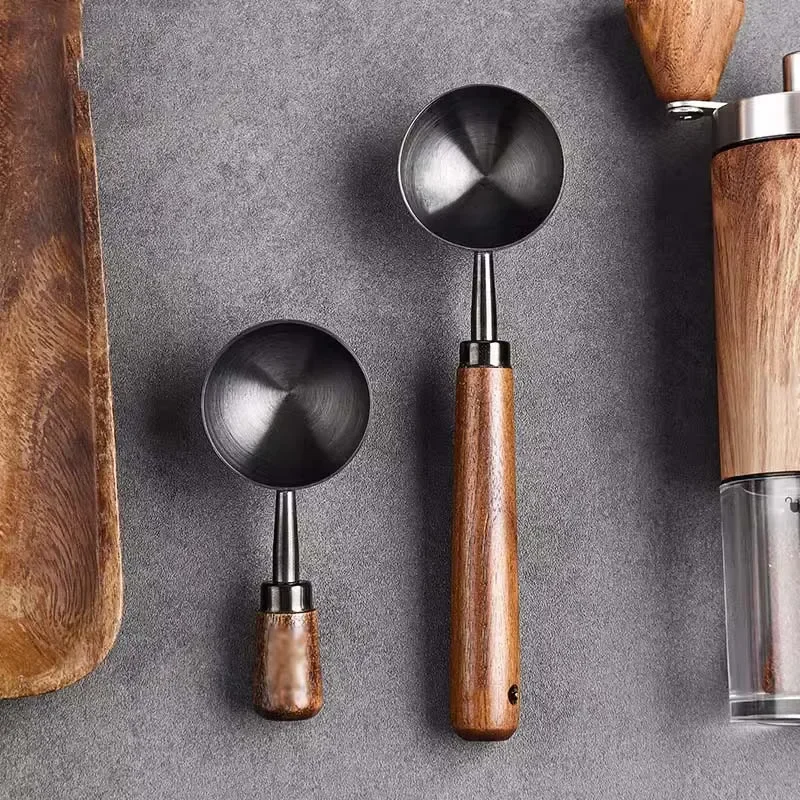 

Walnut Handle Coffee Spoon Long Handle Coffee Bean Spoon Short Handle Stainless Steel Coffee Powder Measuring Spoon Kitchen Tool