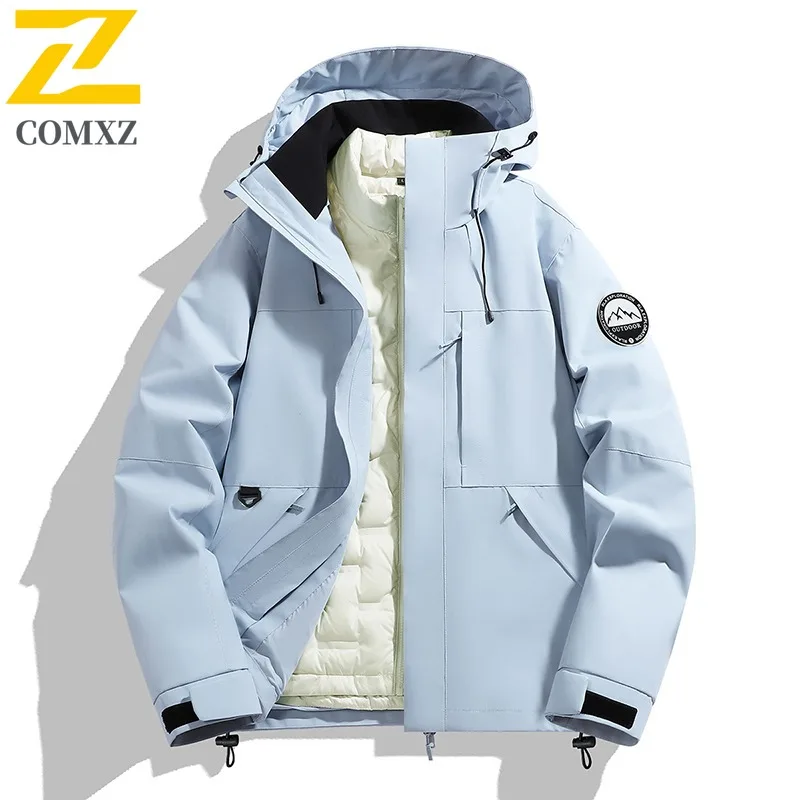 COMXZ Men Winter Jacket Heat-Retaining Warm Windproof Waterproof Hiking Puffer Jacket Skiing Functional Outdoor Down Jacket