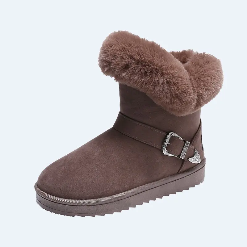 Botas de nieve de algodón para mujer, botines planos de talla grande a la moda, zapatos de invierno, novedad