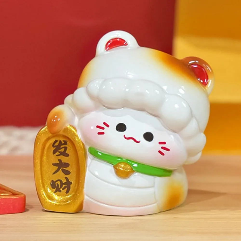 النمط الصيني 2026 السنة الجديدة زخرفة نعمة التقليدية محظوظ القط مكتب زخرفة صغيرة الإبداعية لطيف الراتنج الحرف #1