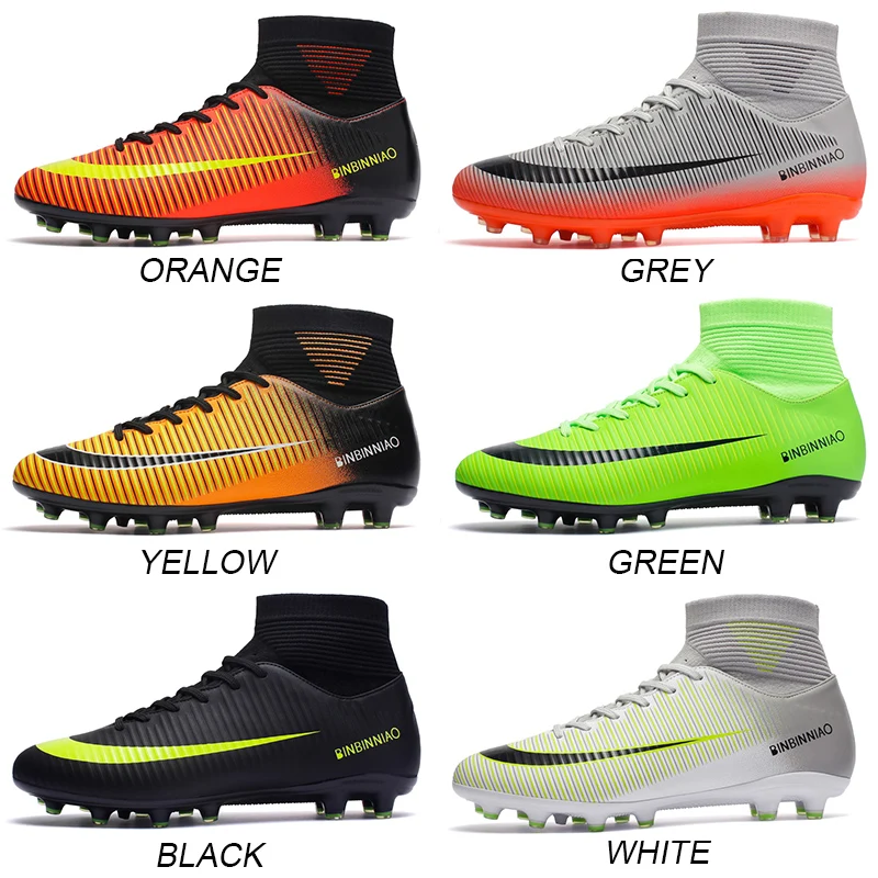 Professional Football Boots Artificial Plants Soccer Shoe Society Cleats Man Soccer Guayos Boy Futsal High Top Sports Sneakers