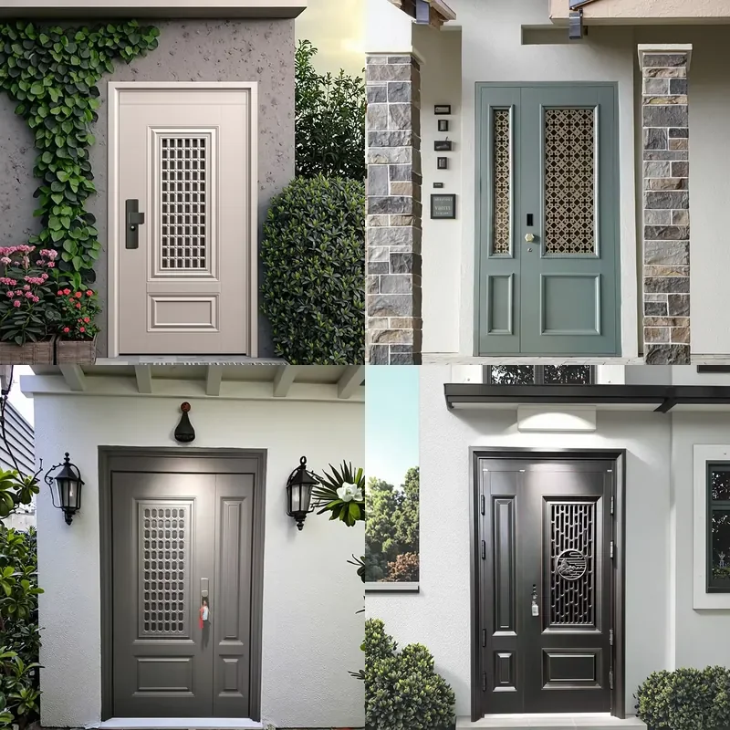 Modern Stainless Steel French Front Door Custom for Villa Courtyard Outdoor Application Waterproof Feature