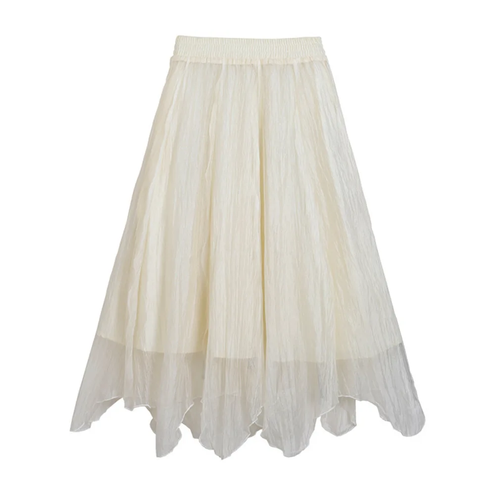 

New 2026 Women Irregular Solid Color Skirt Female Spring Summer Casual Elegant Flared Long Skirt