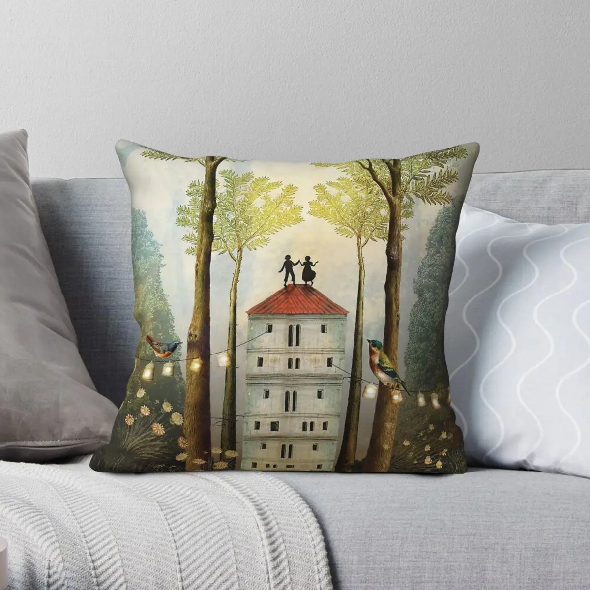 Tarot Card Four Of Wands Square Pillowcase Polyester Linen Velvet Printed Zip Decorative Pillow Case Home Cushion Case 45x45