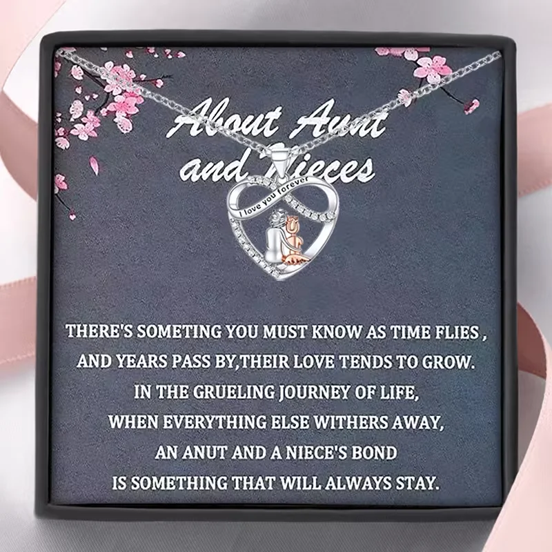 Collar de Tía y Sobrina, Collar Infinito con Corazón Te Amo para Siempre, Regalo de Tía y Sobrina, Regalo de Cumpleaños, Regalos de Navidad