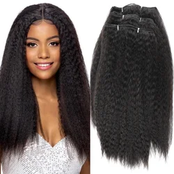 Pacotes de cabelo sintético com fechamento para mulheres, Kinky Straight, Sew-in Weave, 2 pacotes com fechamentos