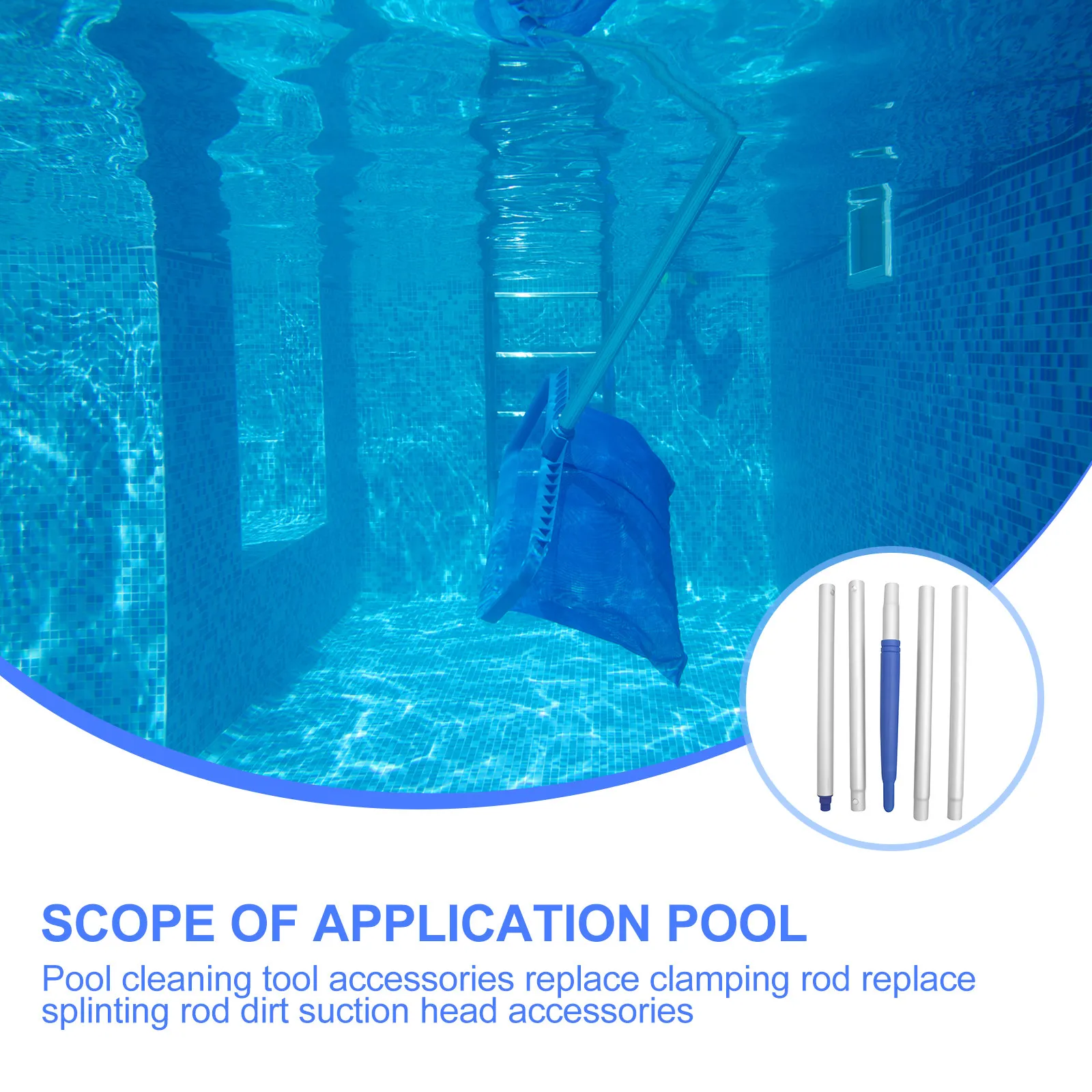 1Set Premium Swimming Pool Cleaner Pole Detachable Telescopic Pool Vacuum Cleaner Accessory for Pools Fountains Ponds Aquariums