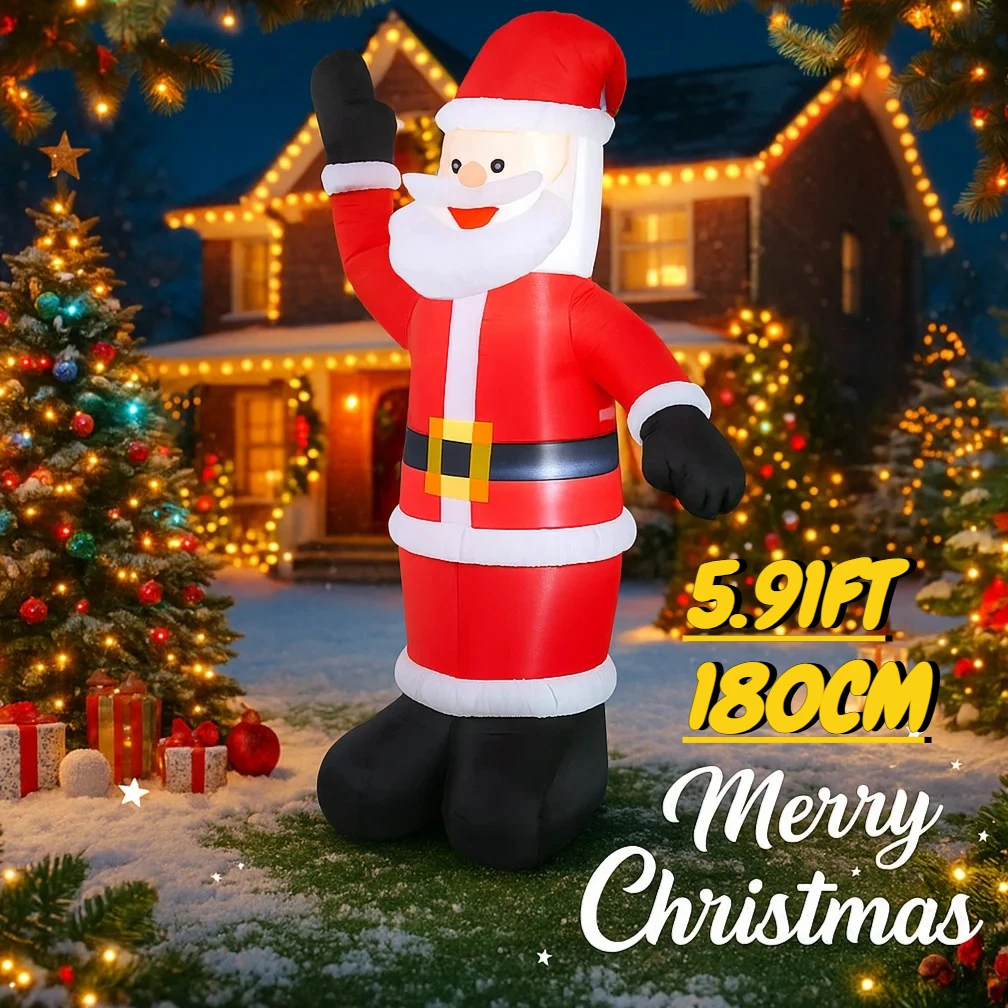 5.91FT Inflatable Toy Santa Claus Christmas Decorations for Yard Home Decoration with LED Lights Inflatable Yard Decorations