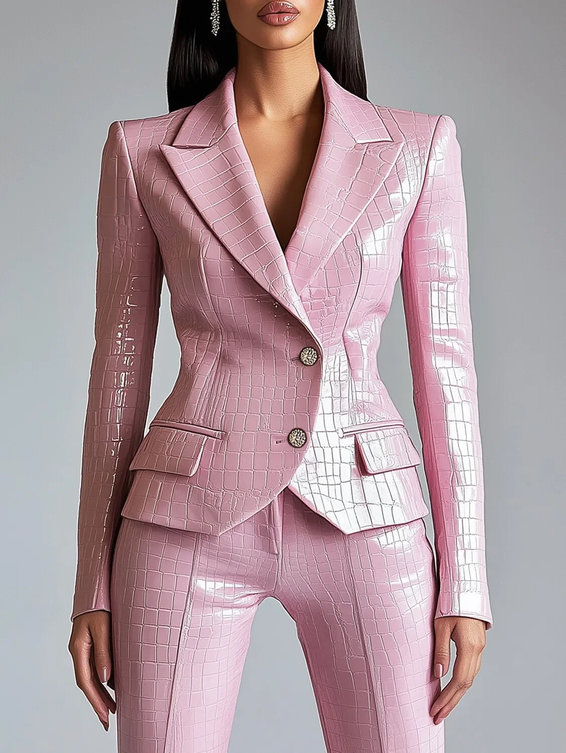 

Женская куртка из искусственной кожи с узором аллигатора, воротник с пиковыми лацканами, стильный дизайн на молнии, облегающее байкерское пальто для повседневной верхней одежды