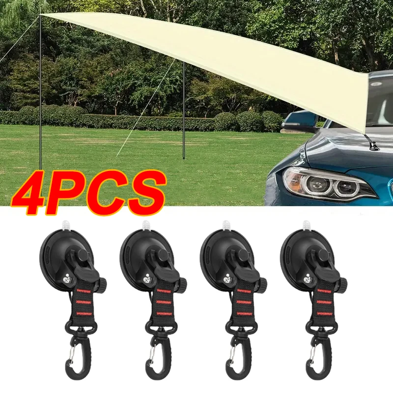 4Pcs Car Tent Suction Cups Buckle Side Round Awning Anchors Outdoor Travel Camping Tent Suckers Anchor Securing Hook Universal