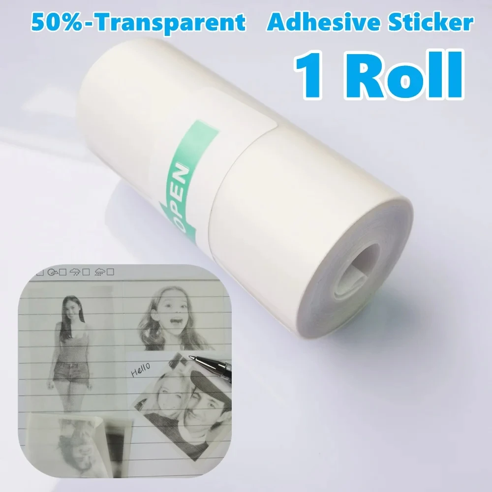 Papel fotográfico transparente, impresión térmica instantánea, Mini impresora portátil HD, autoadhesivo, 1 rollo