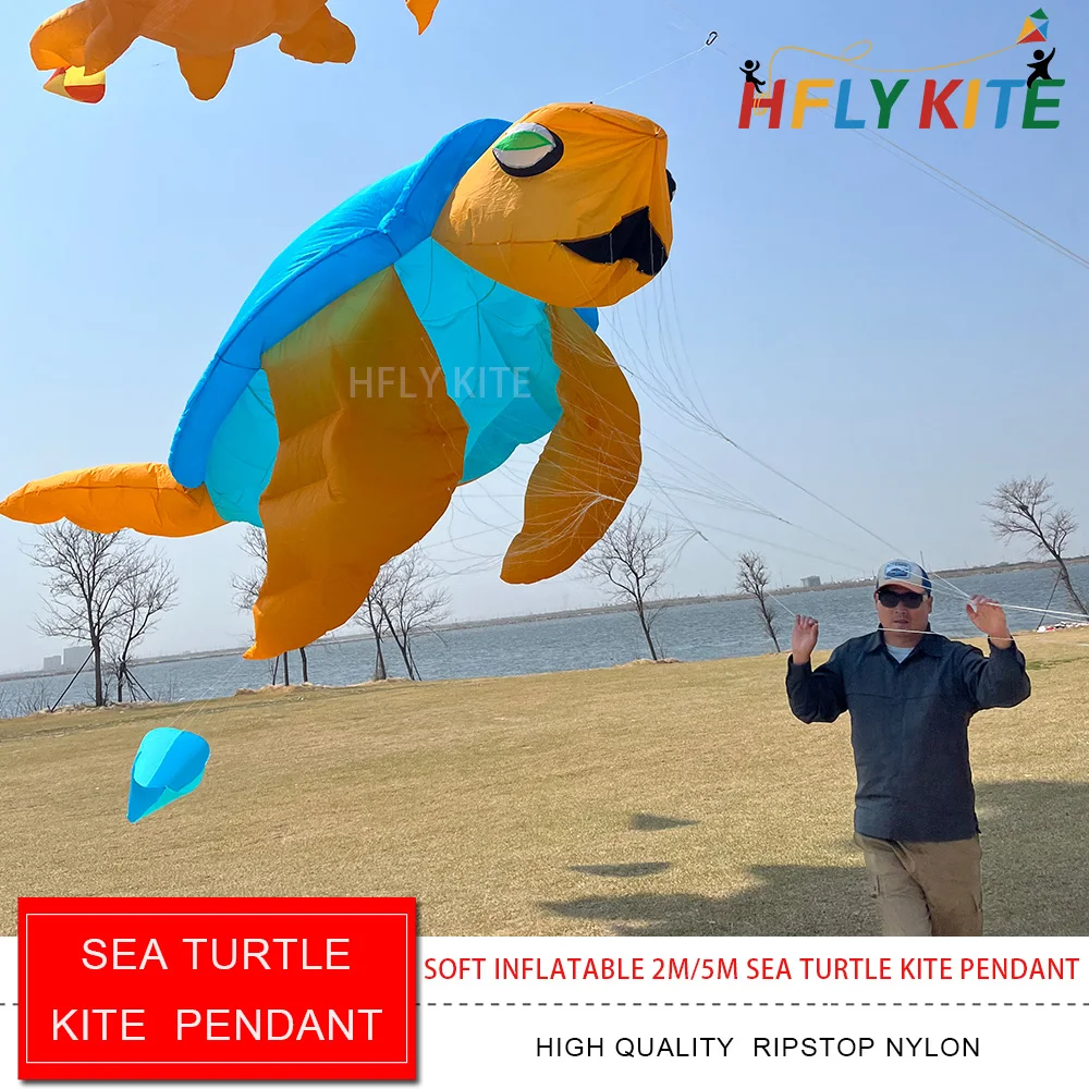 NEW ARRIVAL Soft Inflatable 2M/5M Sea Turtle  Kite LINE LAUNDRY for Adults High Quality Ripstop Nylon Animal Show Kites Pendant