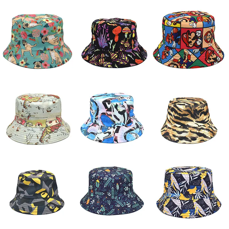 New summer sunscreen cap 2023 fancy fishing cap picture printing cardman Panama hat party hip-hop hat Bob funny