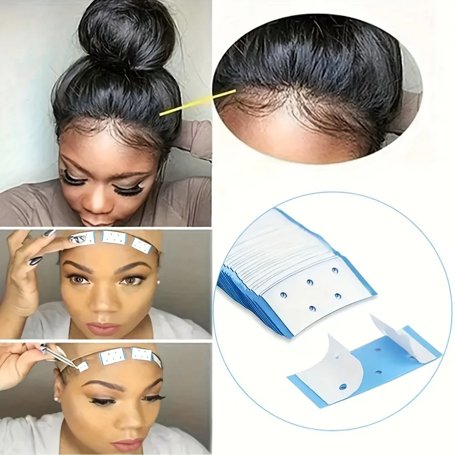 

30/60PCS Wig Hair Piece Tape Double Sided Adhesive Wig Tapes Clear C-Shaped Hair Strips Pre-Cut Lace Wigs Tape Beauty Tool