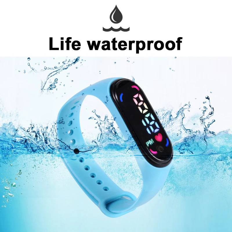 Children\'S Waterproof Sports Smart LED Watch Outdoor Silicone Bracelet Touch Electronic Watch Kids Bracelet Digital Watches