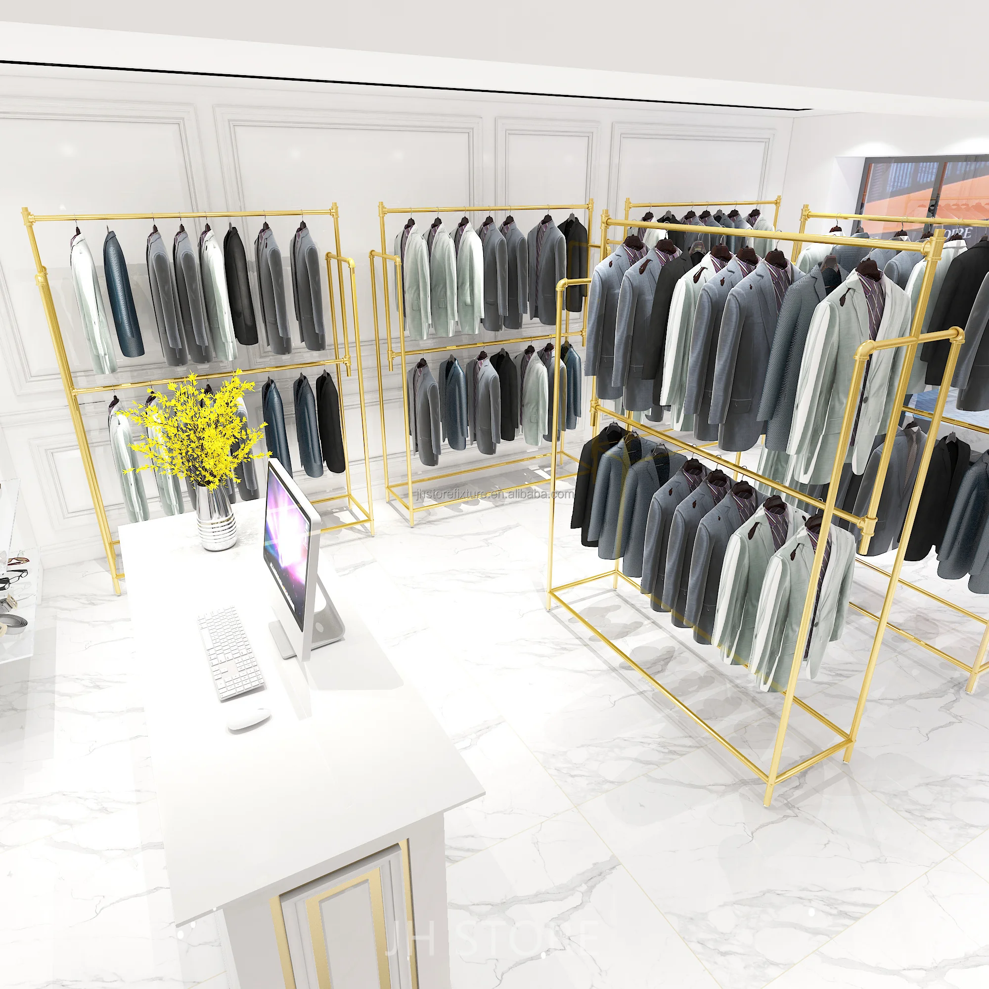 Metall-Präsentationsständer, doppelseitiger Kleiderbügel, Ständer, Kleiderständer für Bekleidungsgeschäfte, Herren