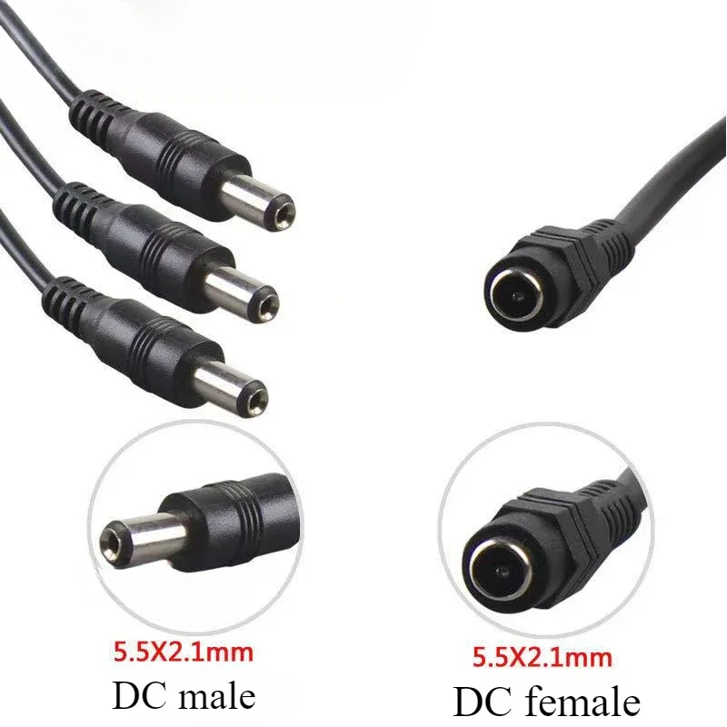 DC Power Splitter Cable 5.5mm 2.1mm 1 To 2/3/4/5/6/8 Way 5V 12V Power Adapter Connector Cord For LED Strip Lights CCTV Camera