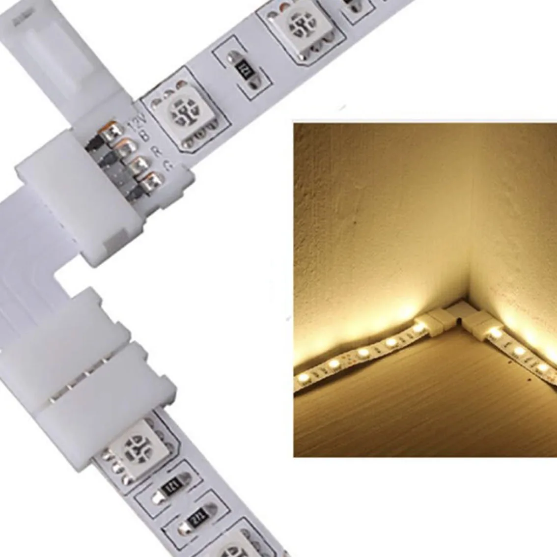 WS2812B WS2811 SK6812 WS2815 bezpłatne złącze Led do lutowania 2/3/4/5PIN L/T/X kształt złącze narożne do 10mm listwy RGB Led Light