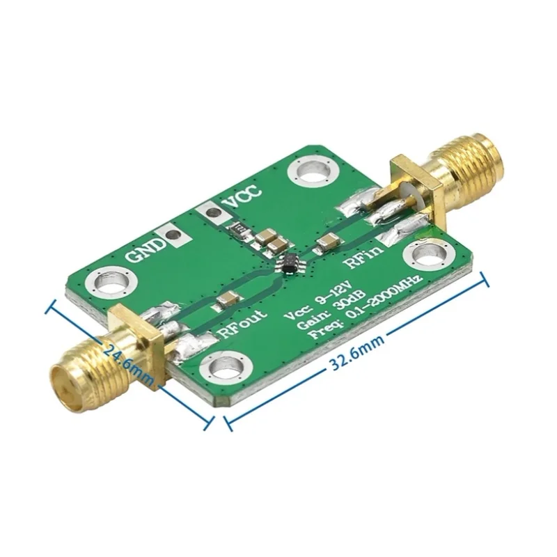 0.1-2000MHz RF Wideband Amplifier High Gain 30dB Low-noise Amplifier LNA Development Board 0.1-2000MHz RF Wideband Amplifier