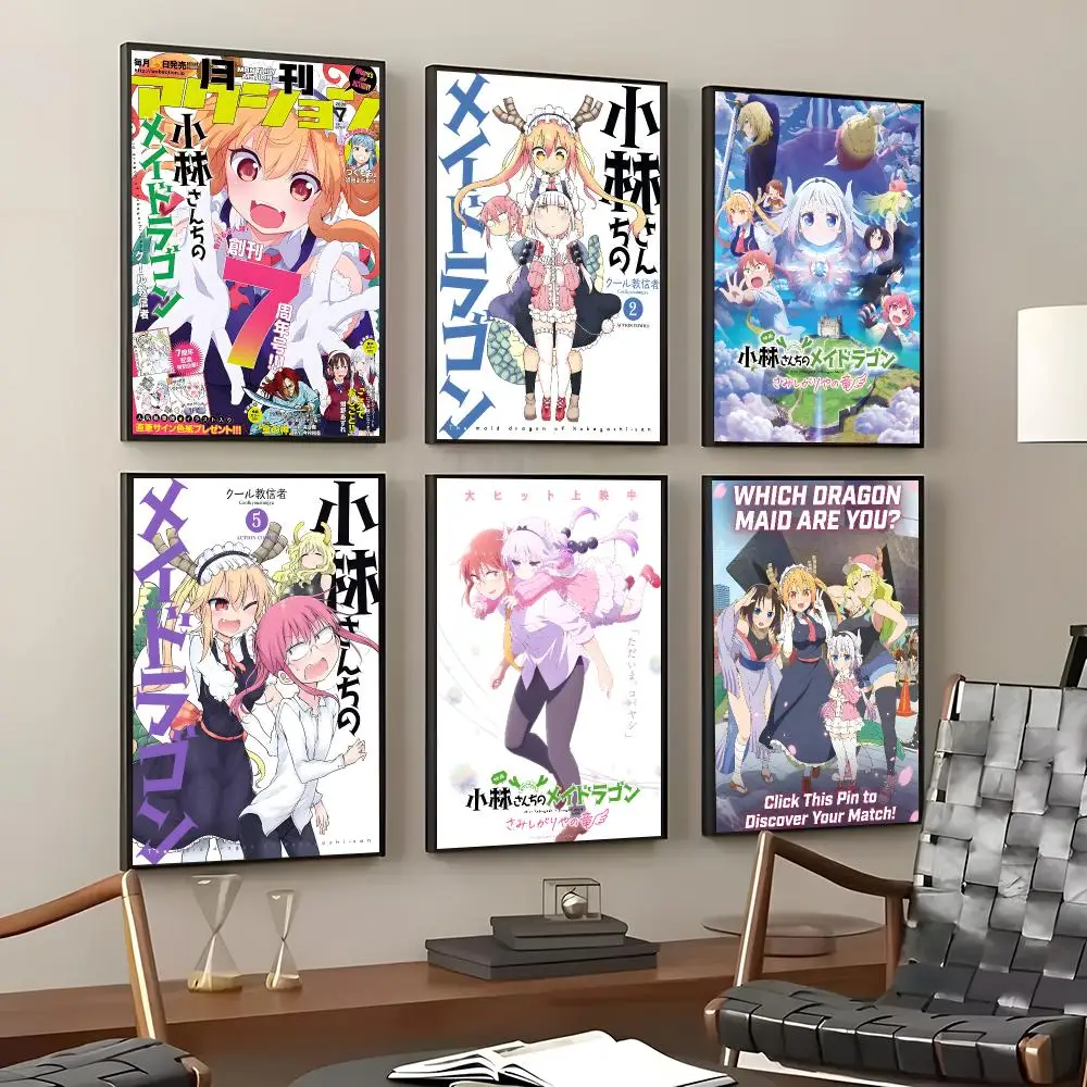 Anime Miss Kobayashi's Dragon Maid Poster Self-Adhesive Waterproof Wall Stickers Coffee Bar Home Wall Decor