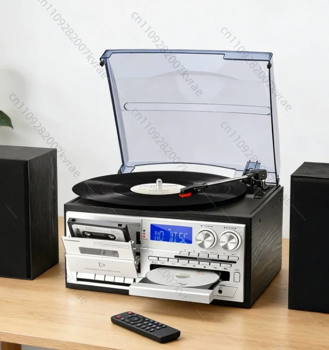Retro Vinyl Record Player Vintage Storage Tape Machine FM/AM Radio Desktop Multifunctional Bluetooth Speaker