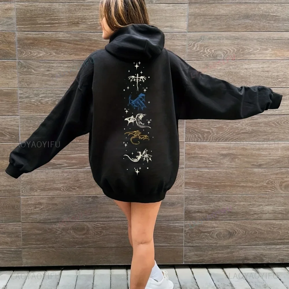 Fourth Wing Graphic print Hoodie, Casual Basgiath War College Long Sleeve Hooded Sweatshirt, Unisex Plus Size XS-3XL Clothing