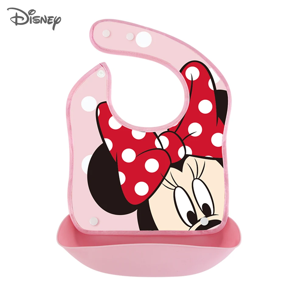 Disney Silicone  Baby Dinner Bib Combination Leak-proof  Pocket  and Baby Burp cloths  Detachable baby stuff for newborns