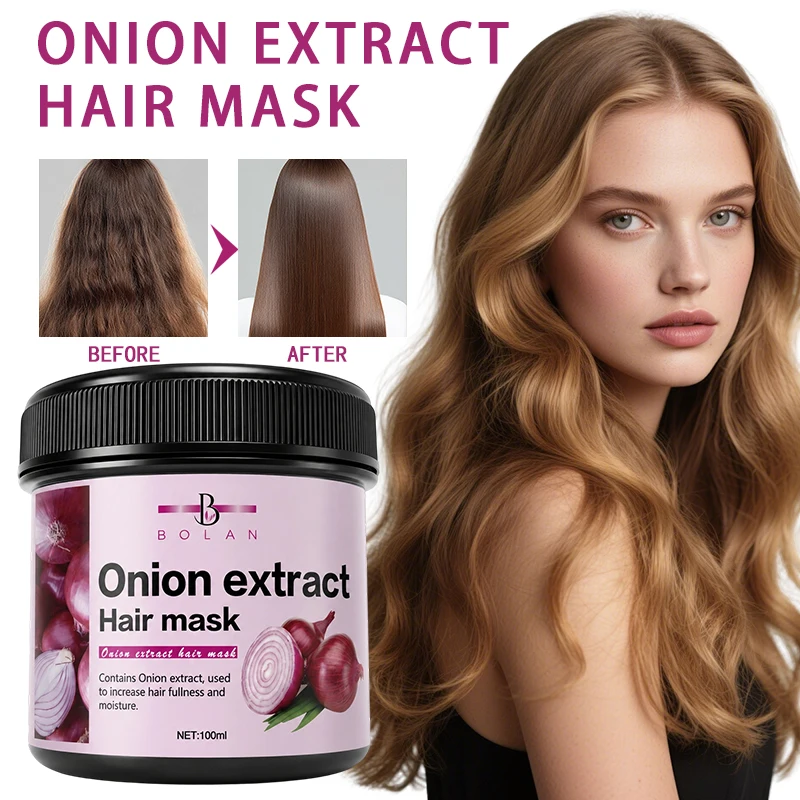 Onion essence deep nourishing and moisturizing hair mask can naturally repair dry and damaged hair, making it fluffy and shiny.