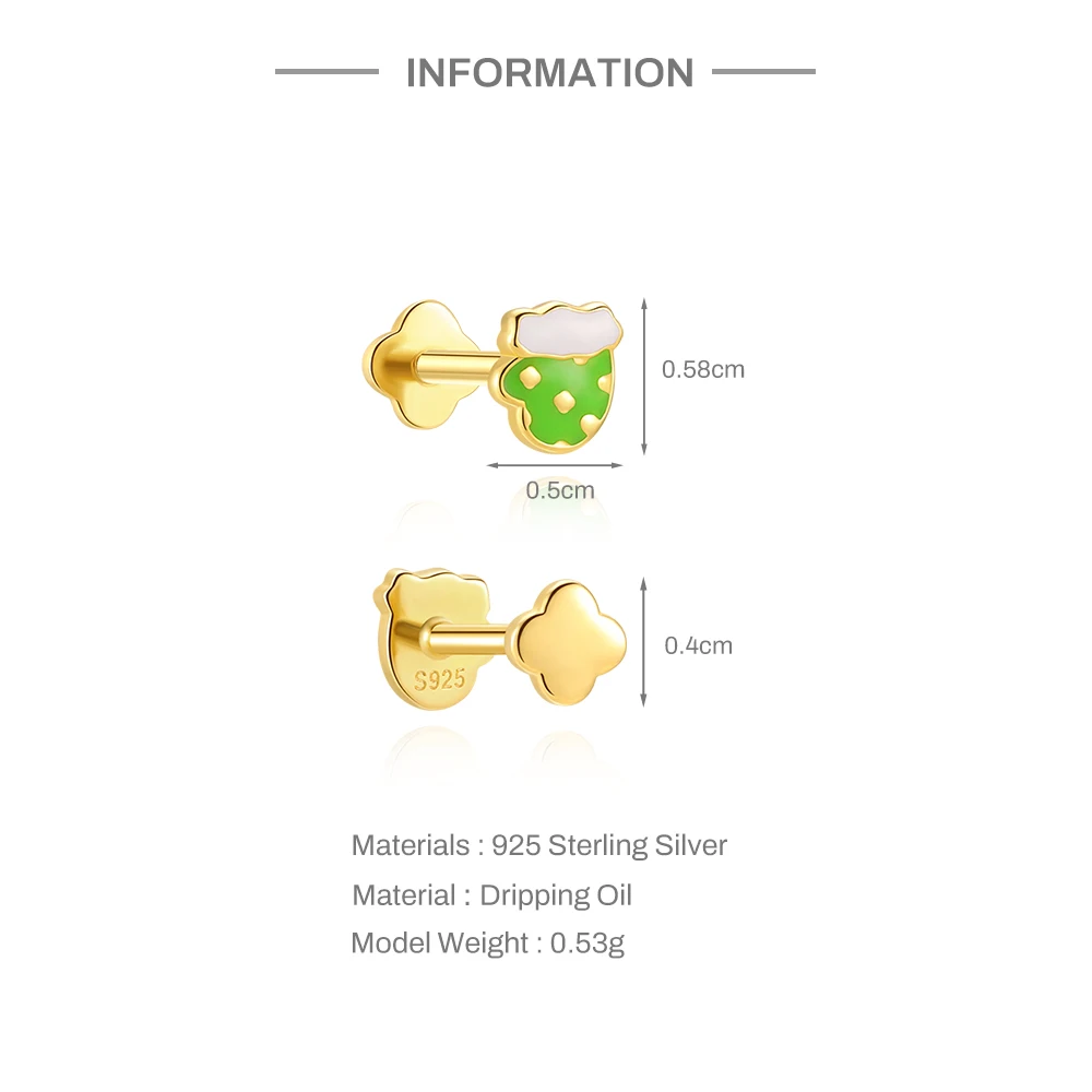 Aide 925 Sterling Silver Small Zircon Xmas Piercing Earrings For Women Piercing Gold Minimalist Daily Jewelry Y2K Party Gift