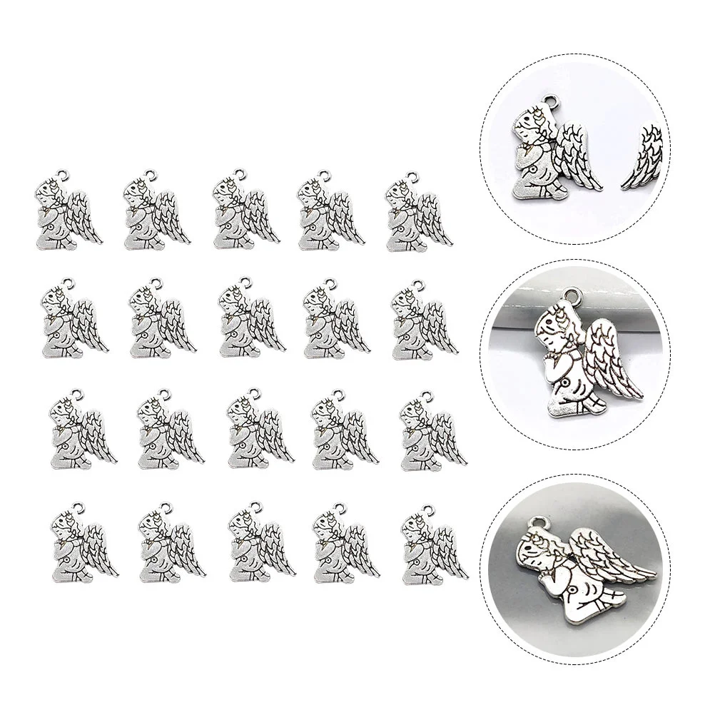 

50 Pcs Angel Pendant Rosary DIY Little Girl Handmade Prayer Jewelry Accessories Wing