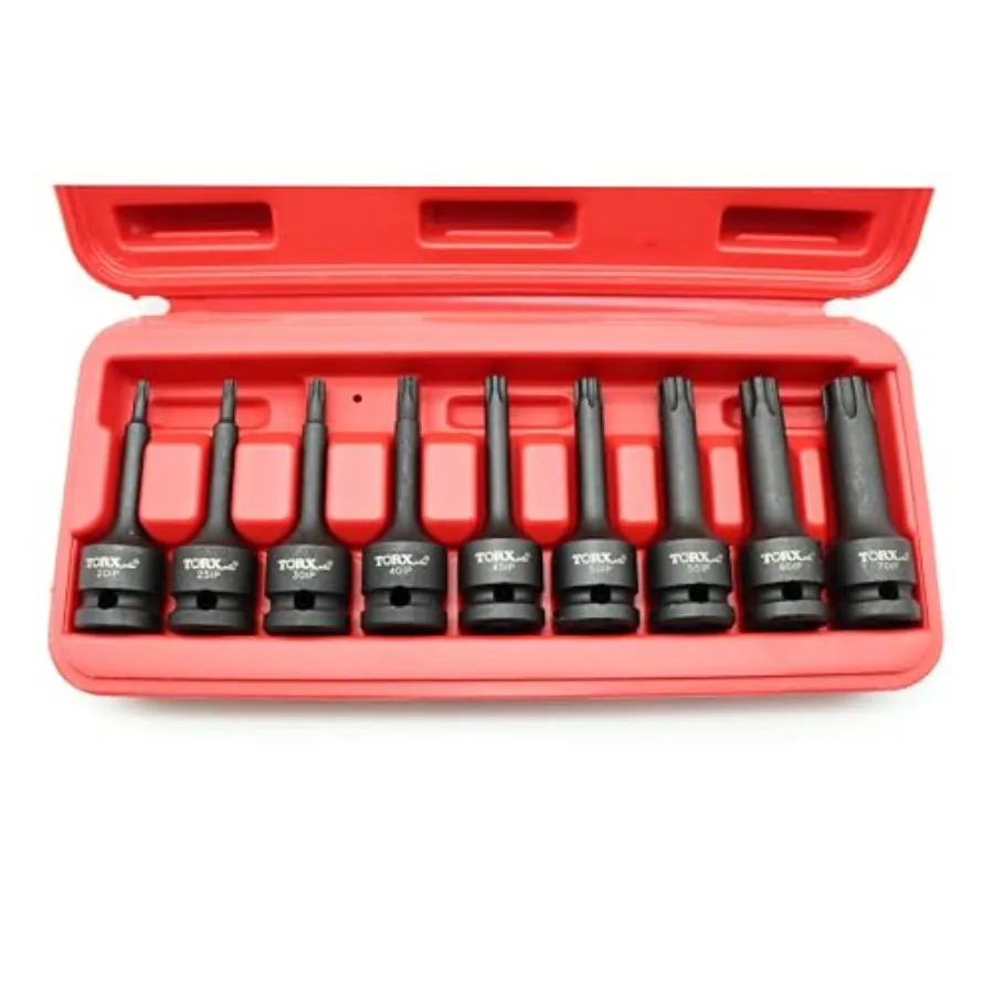 

Набор ударных торцевых головок Torx Plus IP, 9 шт., 3 дюйма, 6-гранные, черные, с квадратным приводом 1/2 дюйма, для авторемонта