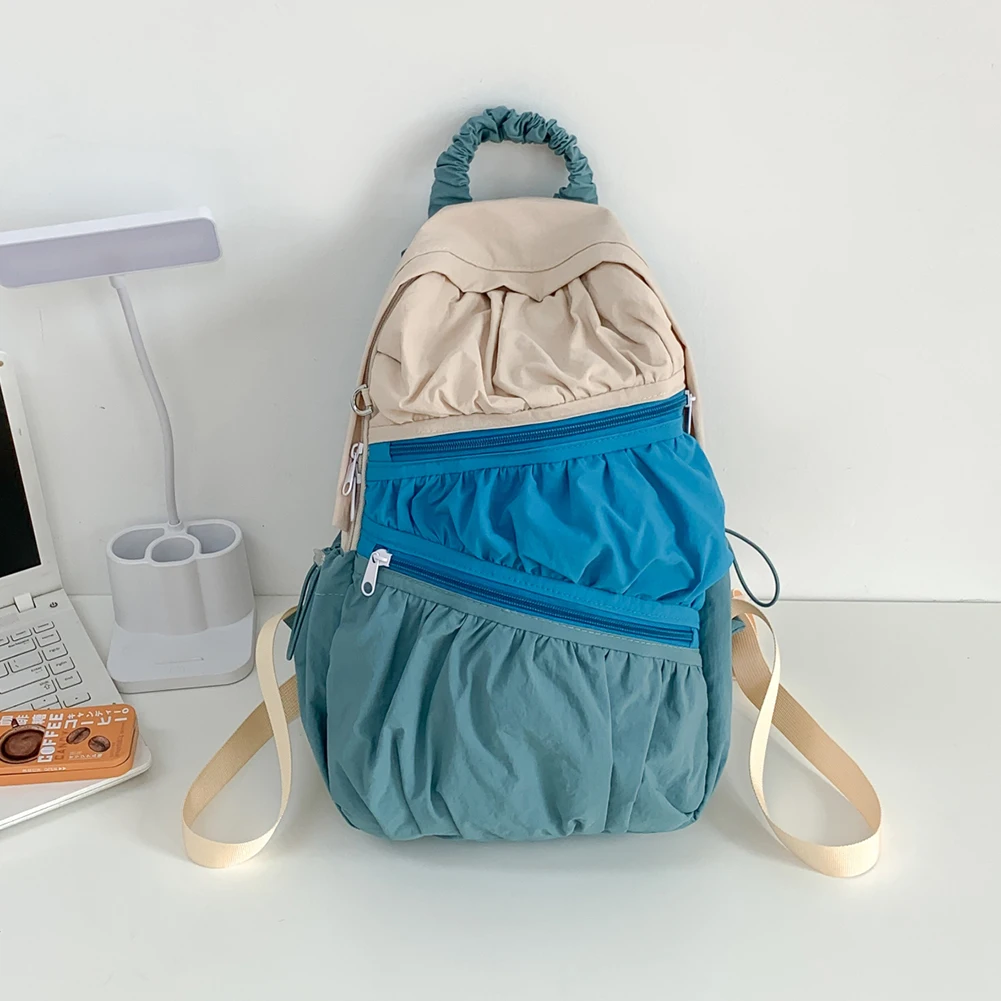 حقيبة ظهر عصرية بألوان متباينة، حقيبة ظهر لطيفة للطلاب، سعة كبيرة، حقيبة سفر مطوية، متعددة الجيوب، حقيبة سفر خارجية #3