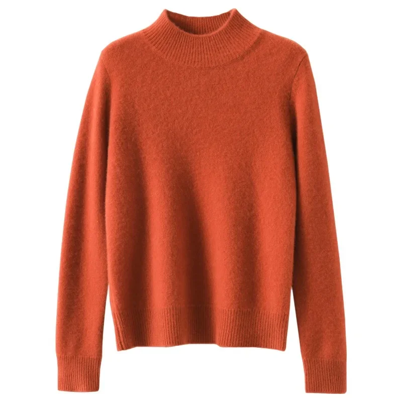 Losse gebreide damestrui met lange mouwen Herfst Winter Nieuwe stijl Halfhoge kraag Trui Veelzijdige afslankmode-top