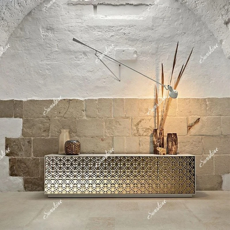 

Italian light luxury villa living room post-modern minimalist art solid wood paint locker