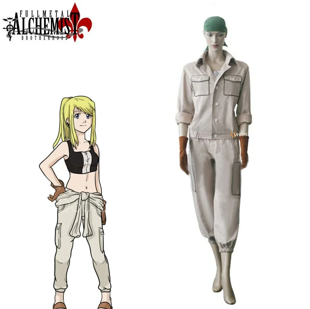 Anime Fullmetal Alchemist Cosplay Costume Winry Rockbell Outfit Cosplay Costume Halloween Cos For Women Men Custom size