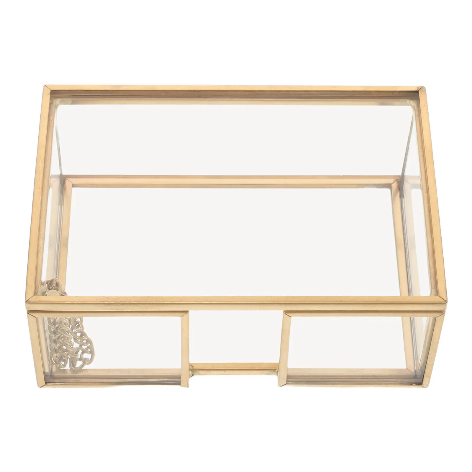 Vintage Brass Business Card Holder Desktop Stand Metal Transparent Glass Display Executive Office Organizer Business Card Case
