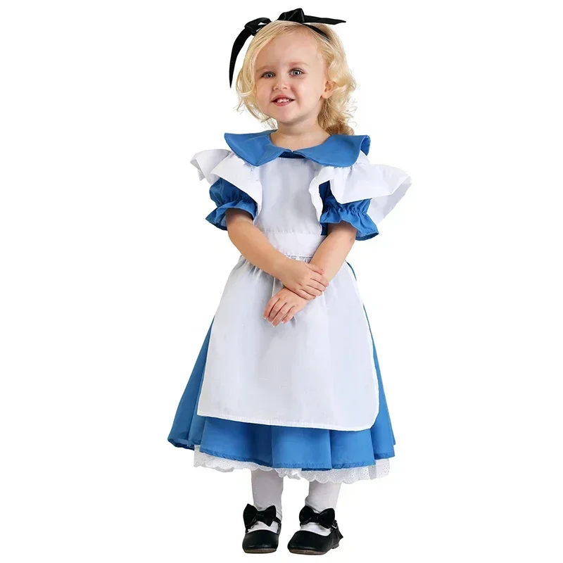 Alice Cosplay Kostüm Alice im Wunderland Kostüm Lolita Kleid Dienst mädchen Cosplay Fantasy Karneval Halloween Kostüme für Kinder