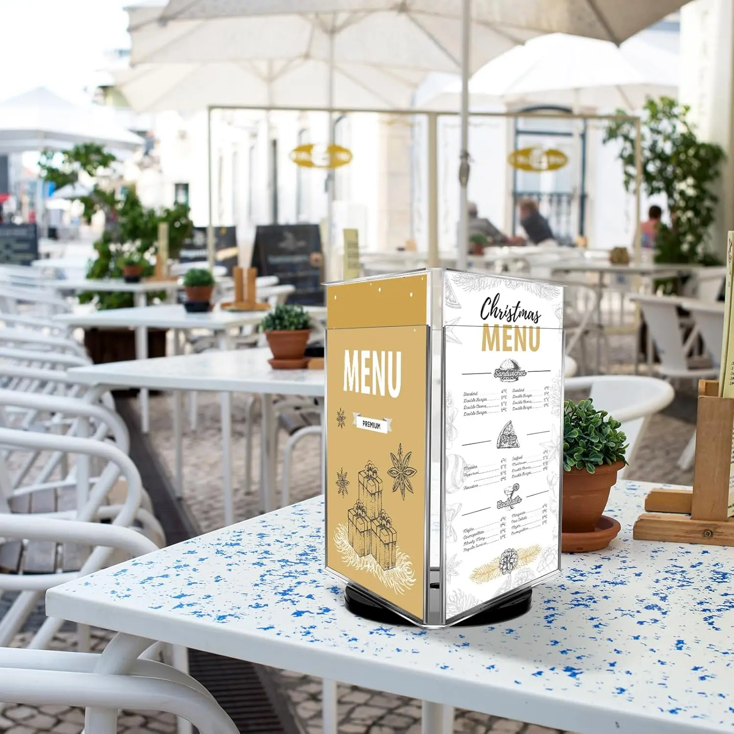 2 Pcs 3 Sided Rotating Sign Holder Acrylic Sign Holder 3 Panel Vertical Display Acrylic Stands for Display