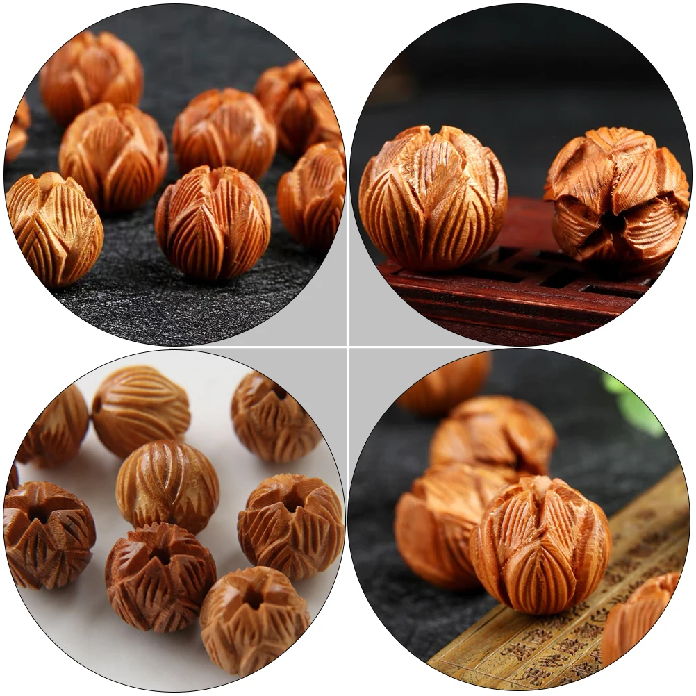 

20 Pcs Carved Lotus Wooden No Fade Durable DIY Jewelry Making Bracelet Necklace Craft Supplies Jewelry Loose Beads Bracelet