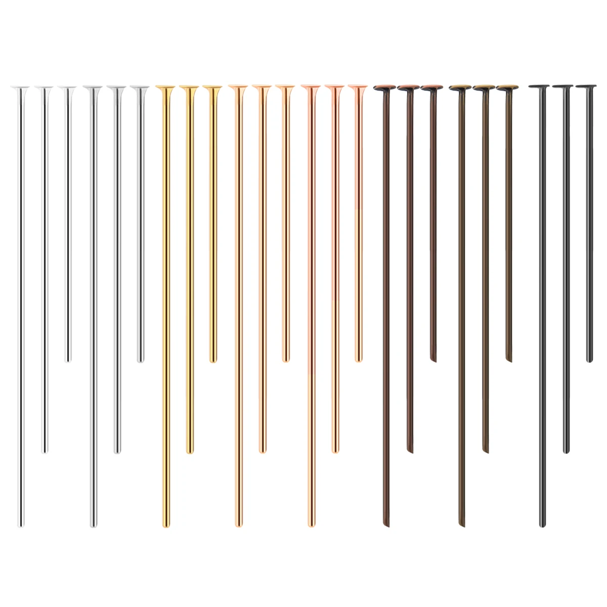 100pcs T Head Pins Multi Color Metal T Pins Flat Head Needle for DIY Bracelet Earring Necklace Beading Jewelry Making Supplies
