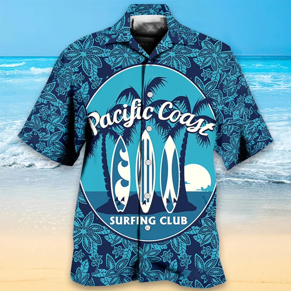 

Surfing Sports Men's Shirt 3d Print Hawaiian Shirts For Men Beach Casual Short Sleeve Tops Loose Oversized Cuban Collar Shirts