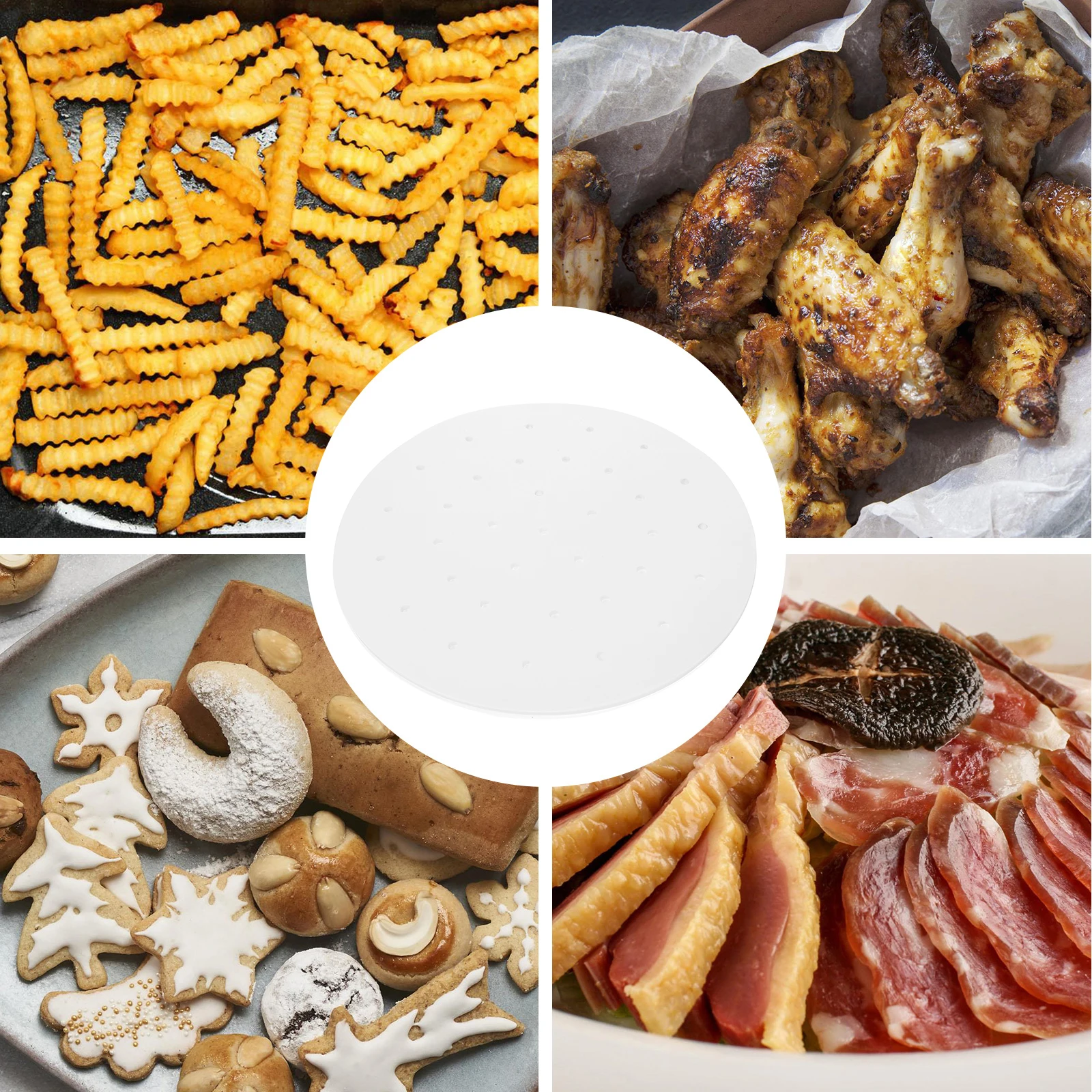 100Pcs 8.5 Inch Round Barbecue Paper Non-Stick Parchment Baking Sheets for Cooking Steaming Waterproof Oilproof Easy Peel